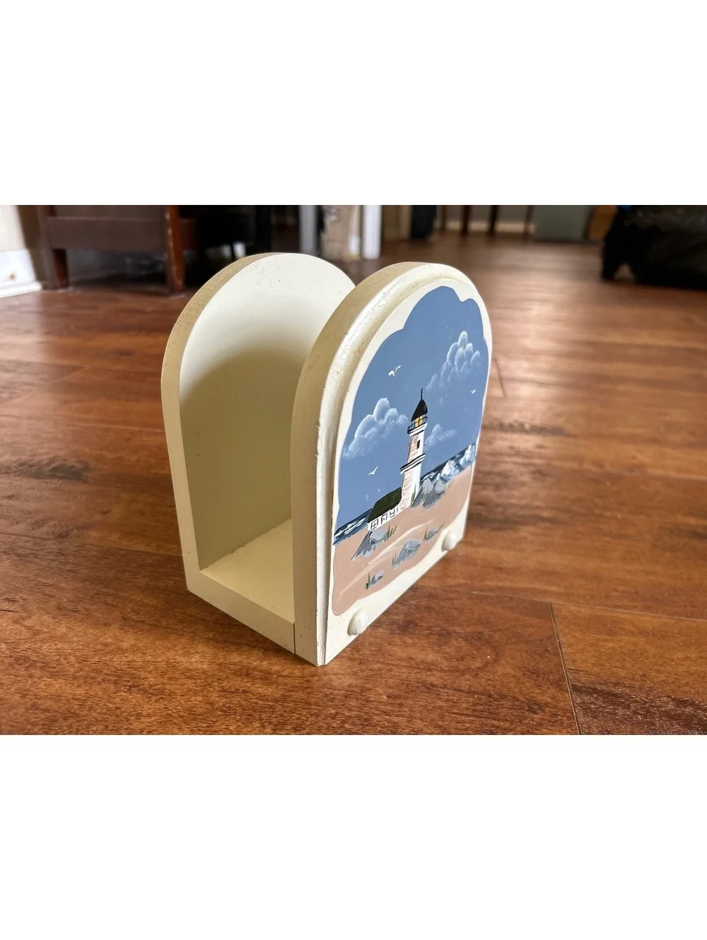 Hand-Painted Lighthouse Wooden Napkin Holder